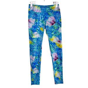 Art & Sol Artist Amber M Moran Blue Watercolor Stretch 29" Leggings Size Small
